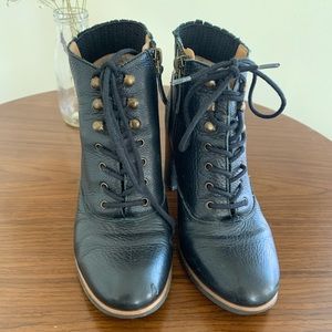 Black leather booties